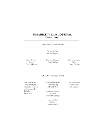 Cover of Disability Law Journal